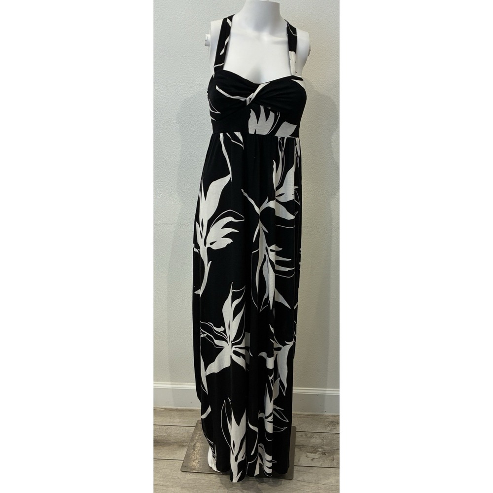 Vintage Y2K Banana Republic Tropical Maxi Sundress Size‎ S Black/White Resort